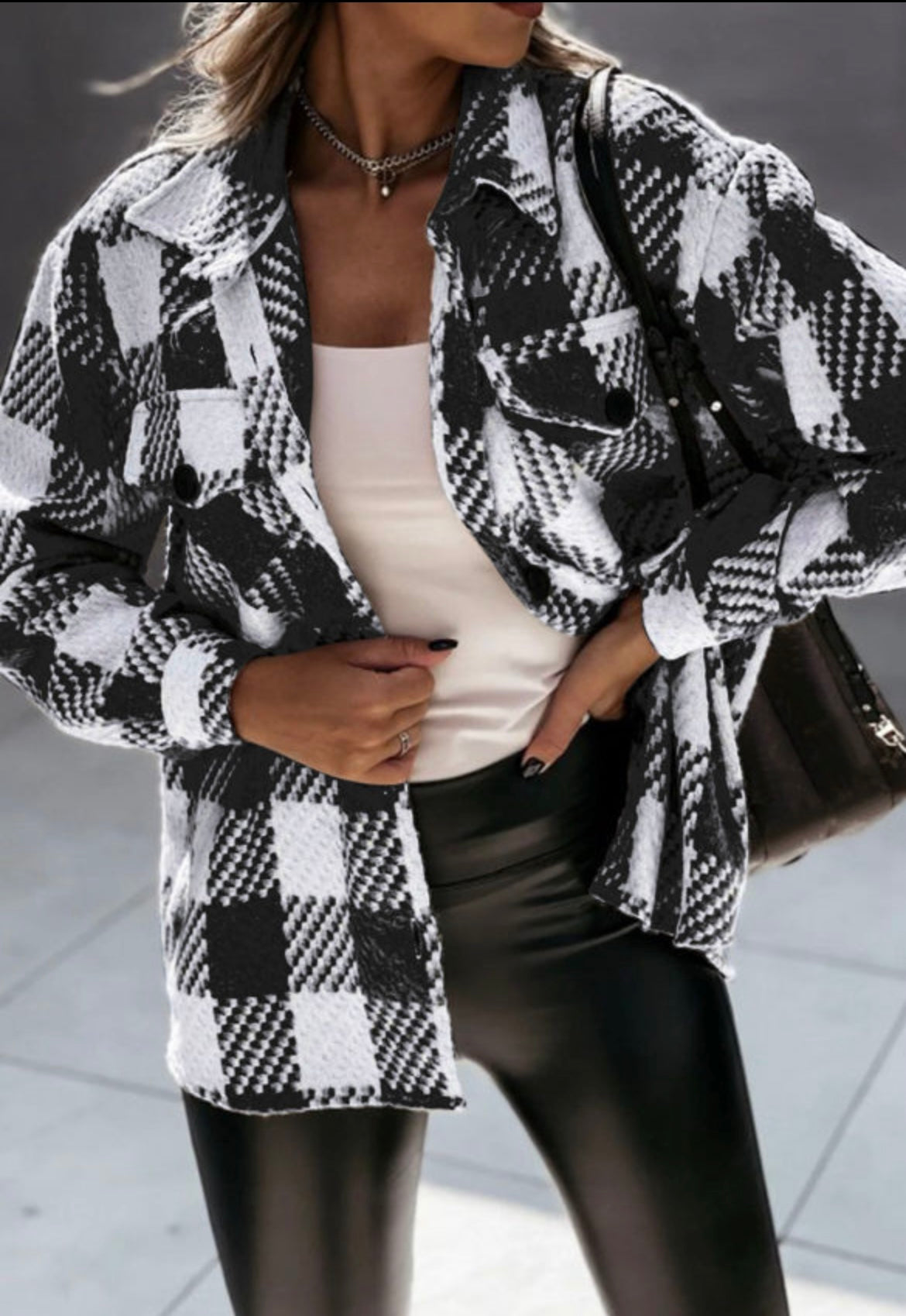 Black & White Textured Shacket