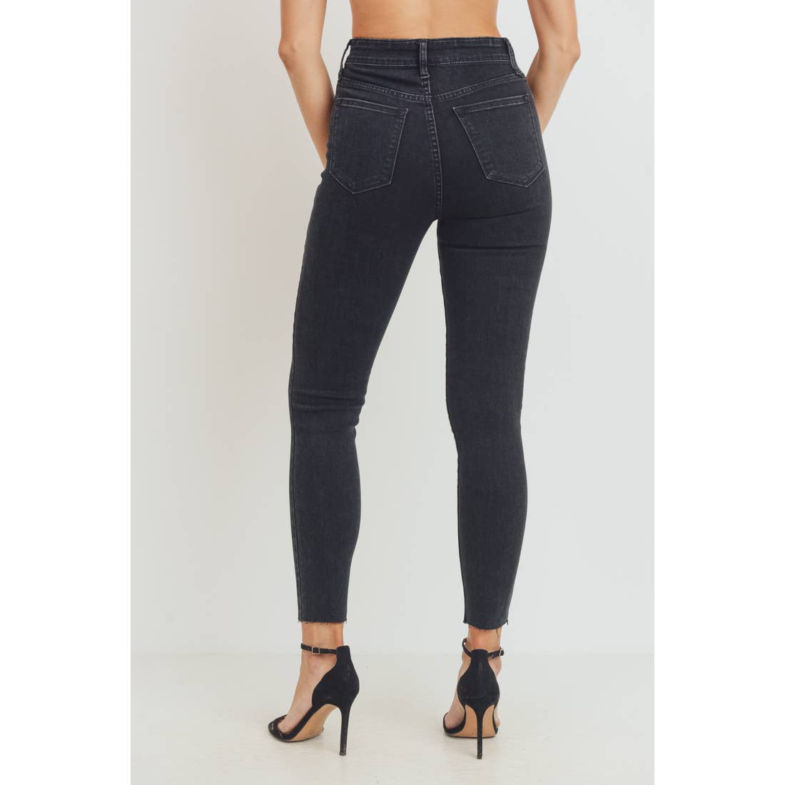 Black High Rise Scissor Cut Skinny