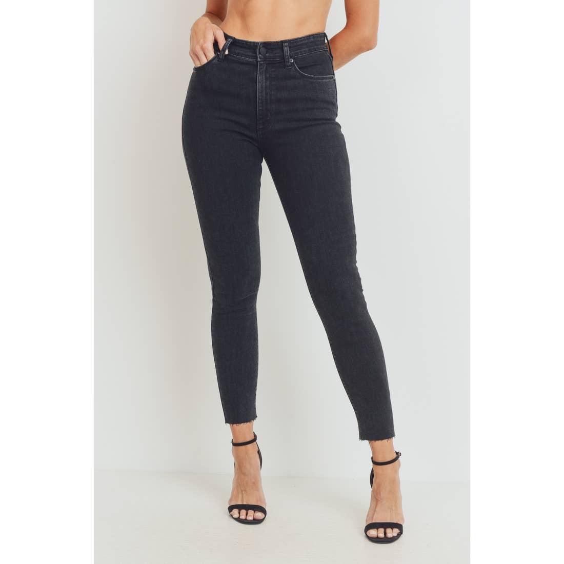 Black High Rise Scissor Cut Skinny