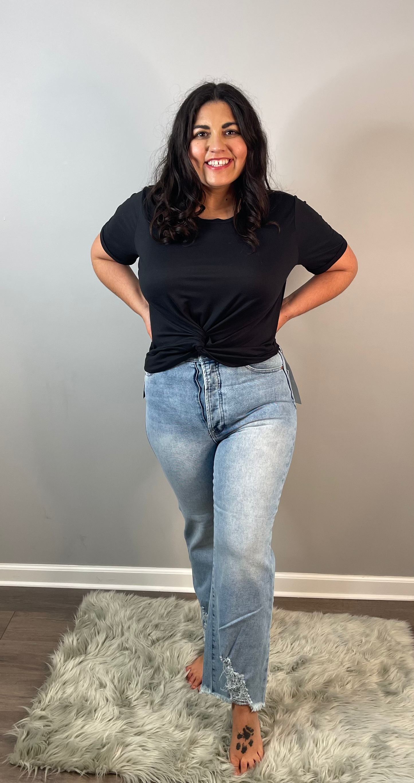Light Wash Straight Leg Mom Denim