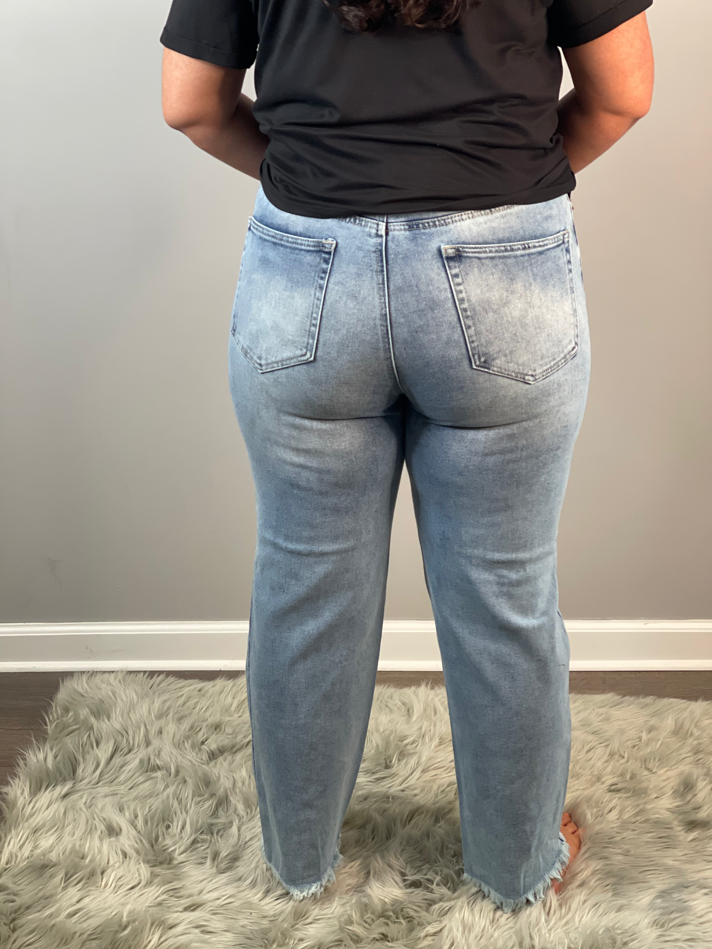 Light Wash Straight Leg Mom Denim