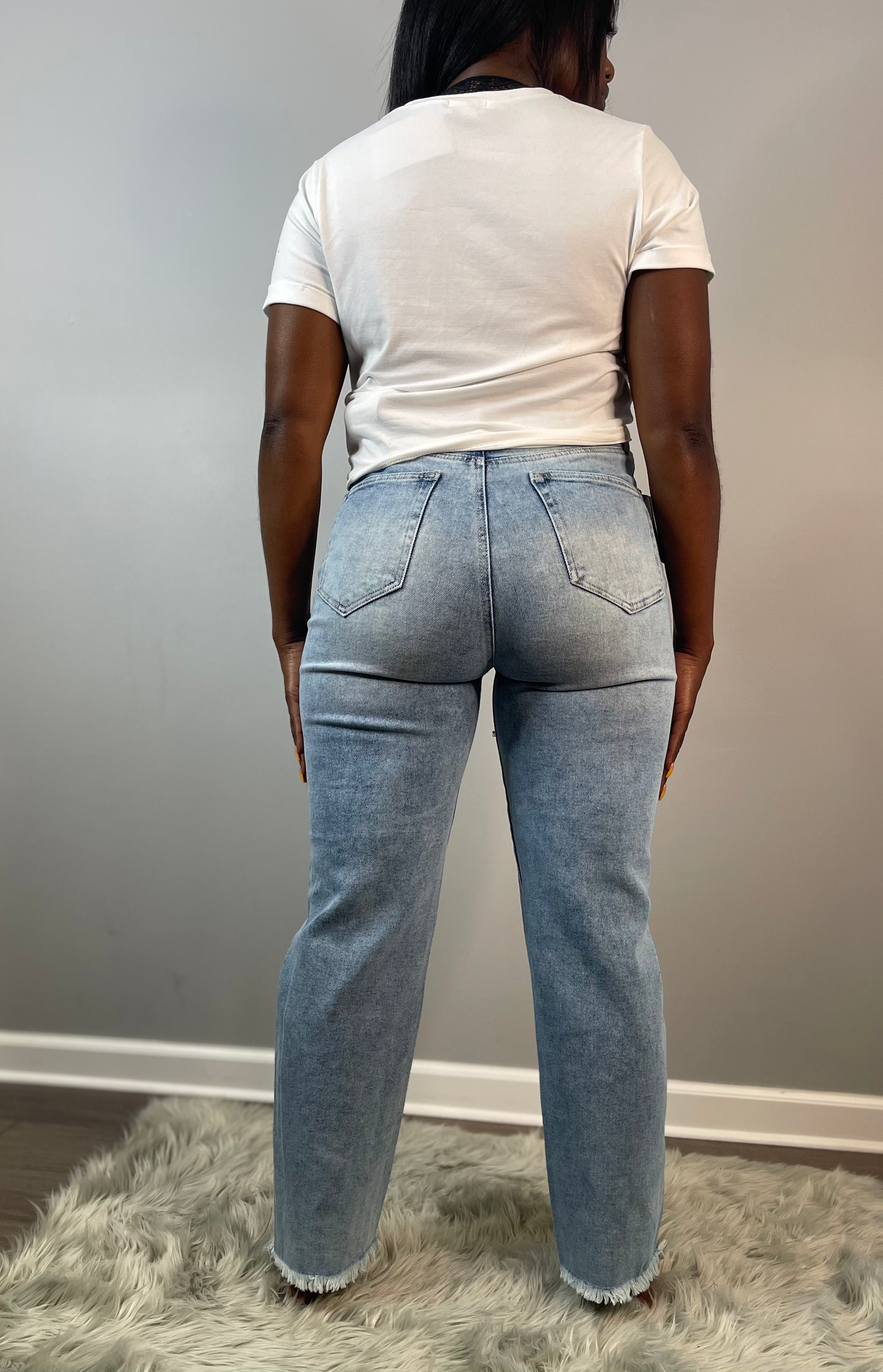 Light Wash Straight Leg Mom Denim