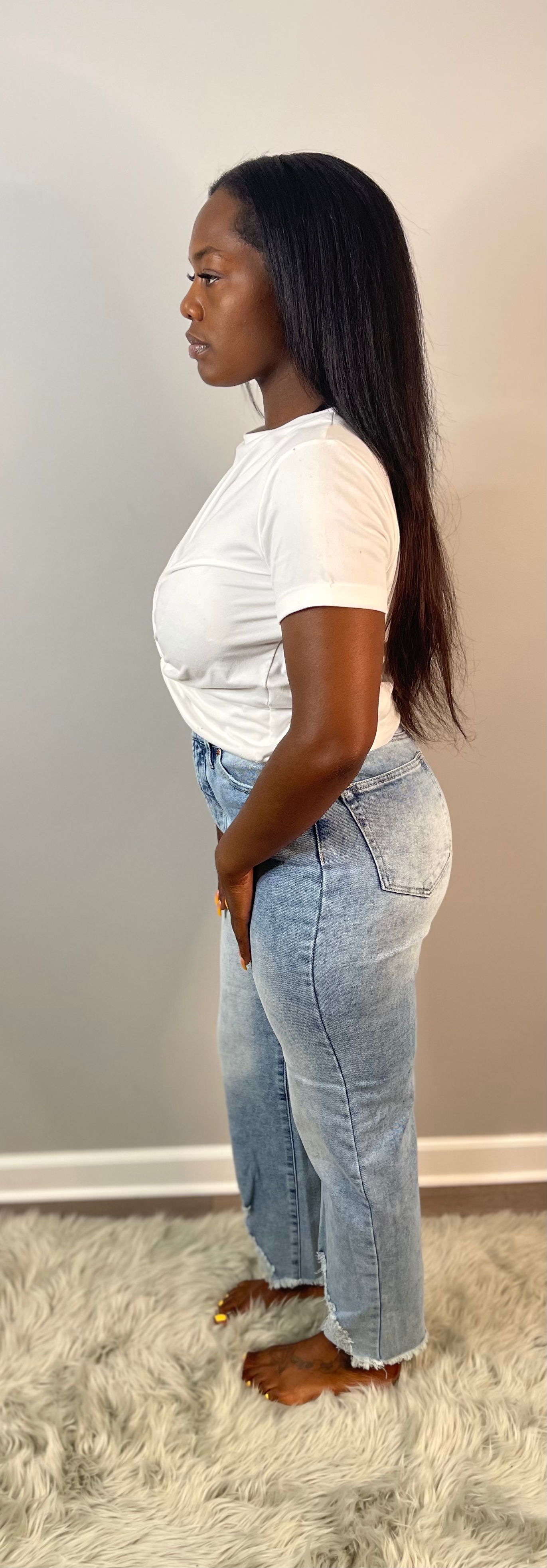 Light Wash Straight Leg Mom Denim