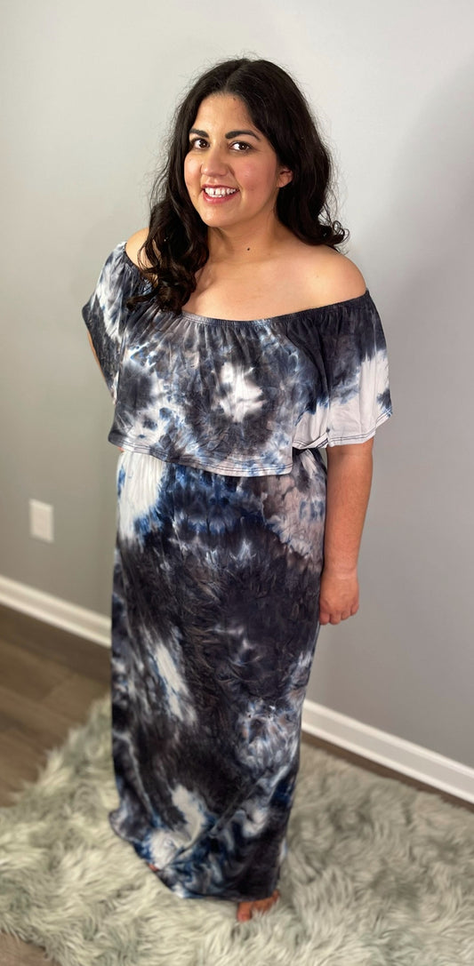 Navy Tie Dye Maxi