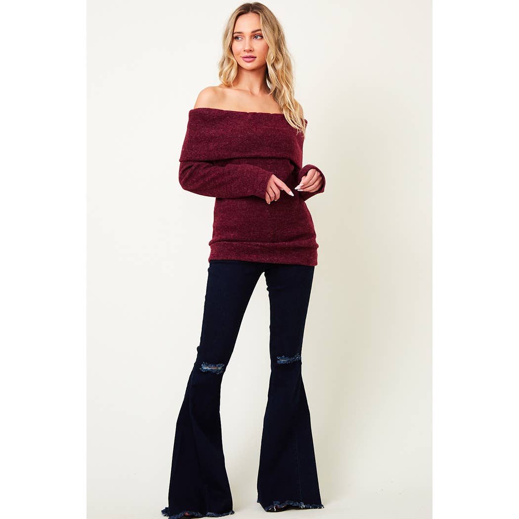 Wine off the shoulder sweater